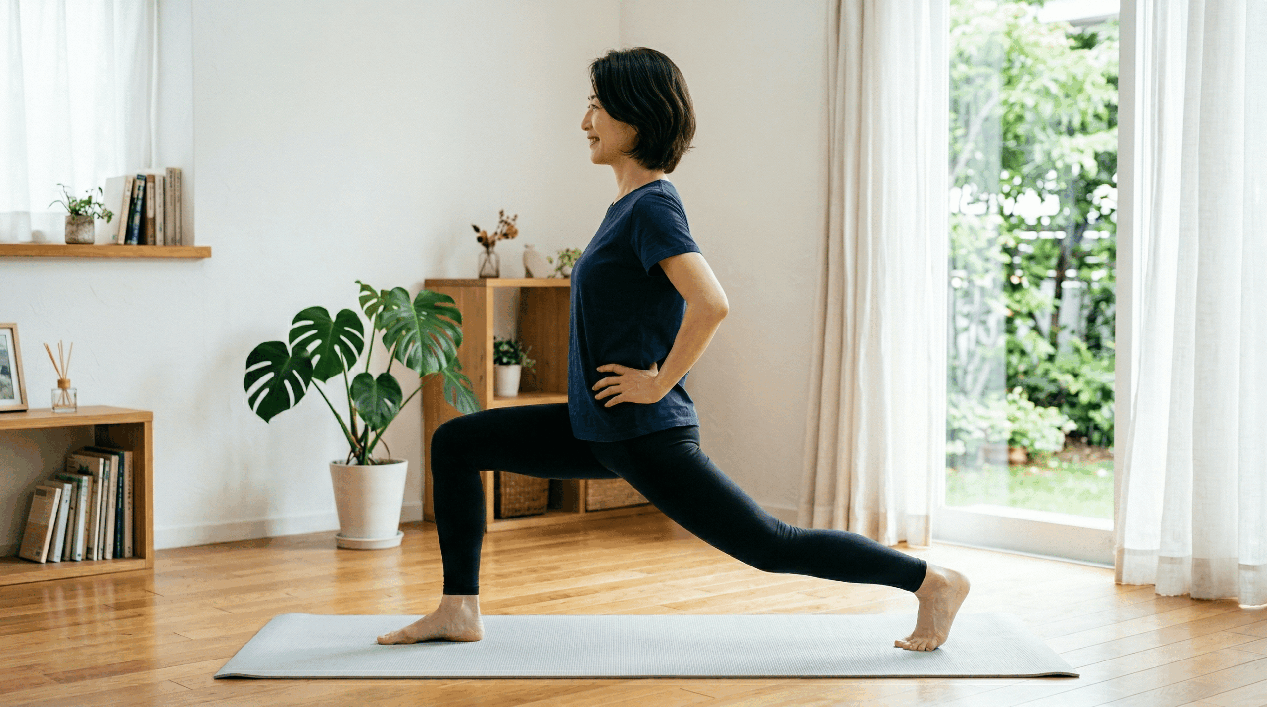 股関節ストレッチをする女性のイメージ